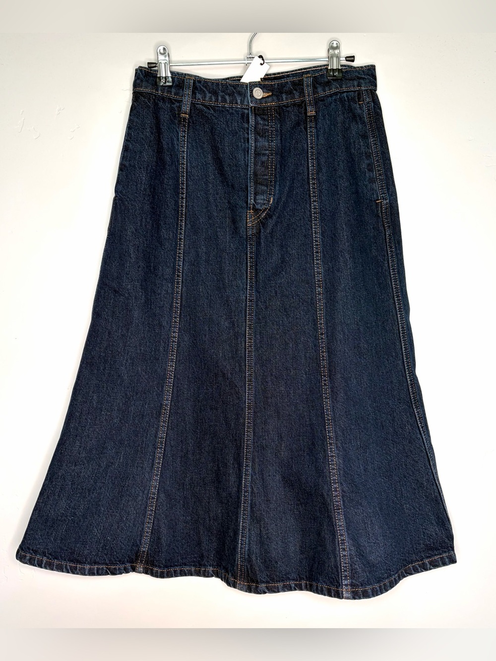 NWT Banana Republic BR Denim Bell Flare Skirt 4 Petite Dark Wash